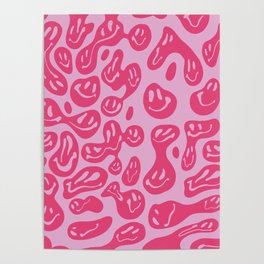 Hot Pink Dripping Smiley Poster