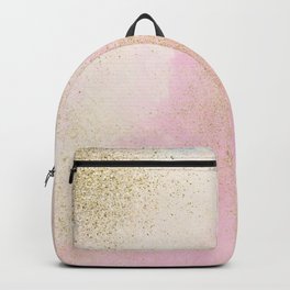 Pretty In Pink And Gold Delicate Abstract Painting Backpack | Pastel, Gold, Glitter, Painting, Delicate, Glamour, Feminine, Fresh, Shimmery, Glam 