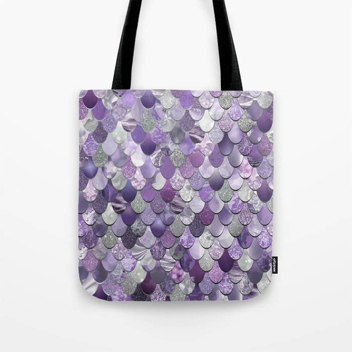 Mermaid Purple and Silver Tote Bag