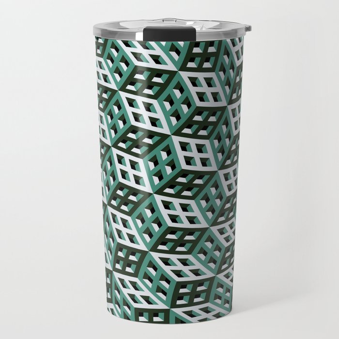 Abstract twisted cubes Travel Mug