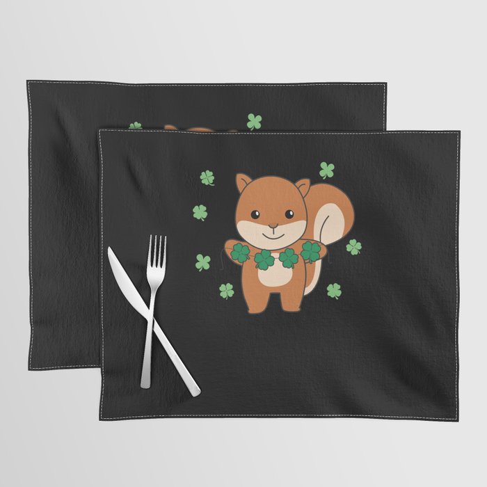 Squirrel With Shamrocks Cute Animals For Luck Placemat