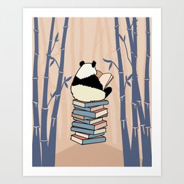 Panda Reading Books Art Print