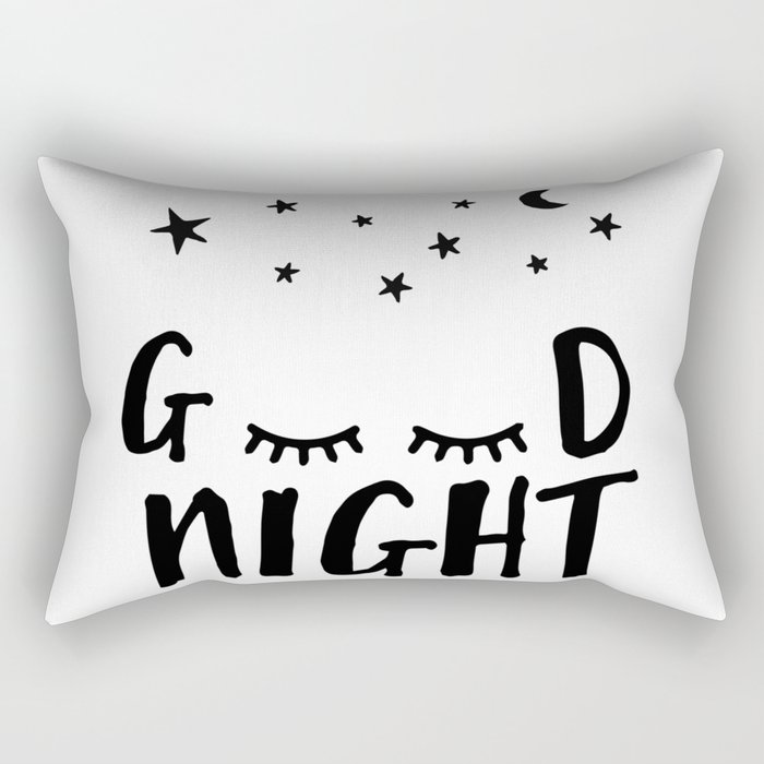 Good Night - Closed Eyes, Moon and Stars quote Rectangular Pillow