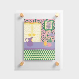 Matisse Style Kitchen | Whimsical Digital Wall Art | Grocery Bag with Fruit | Pastel Pink and Purple Floating Acrylic Print
