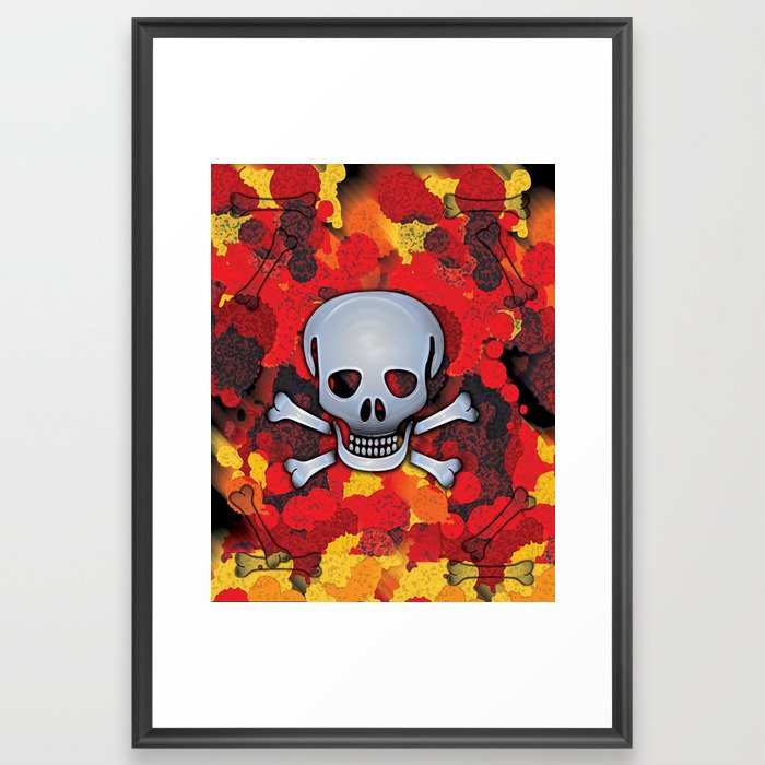 Skull with Bones Framed Art Print
