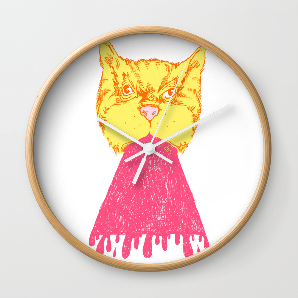 Pink Cat Vomit Wall Clock By Chaparralia Society6