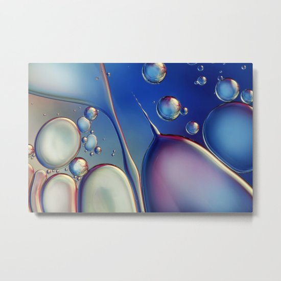 Midnight Blue Bubble Abstract Metal Print