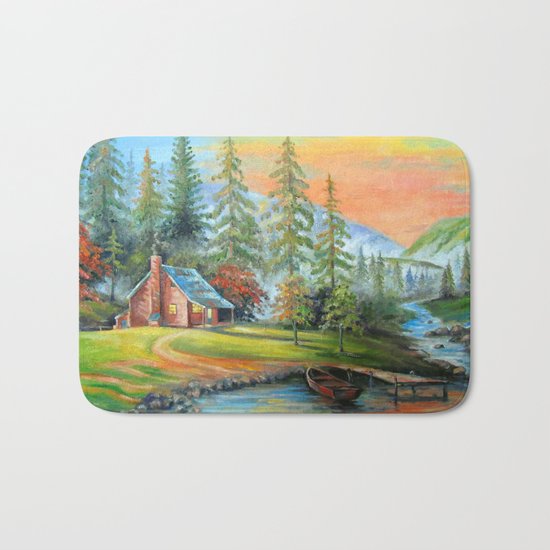 House at the mountain river Bath Mat