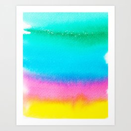 Rainbow, Watercolor Painting Abstract Colorful Fun, Urban Eclectic Contemporary Party Bohemian Art Print