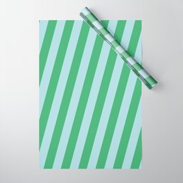 [ Thumbnail: Sea Green & Powder Blue Colored Lined/Striped Pattern Wrapping Paper ]