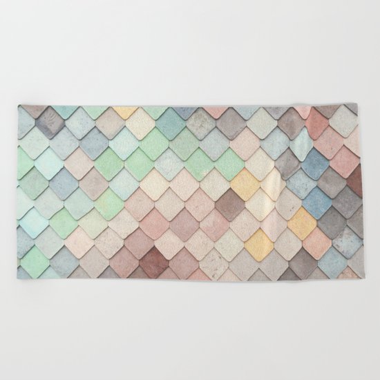 Cute Rainbow Scales Beach Towel