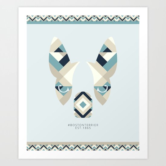 Boston Terrier: Stripes. Art Print