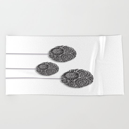 Black Dandelion Beach Towel