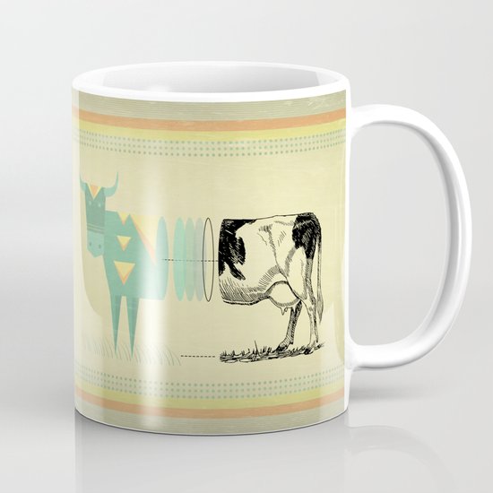 the black and white cow who wanted to be colorfully geometric Mug
