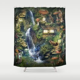 Mushroom Village Shower Curtain