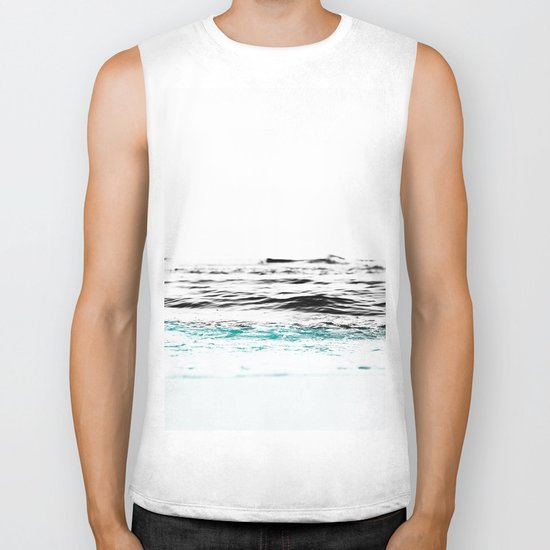 Minimalist ocean waves Biker Tank