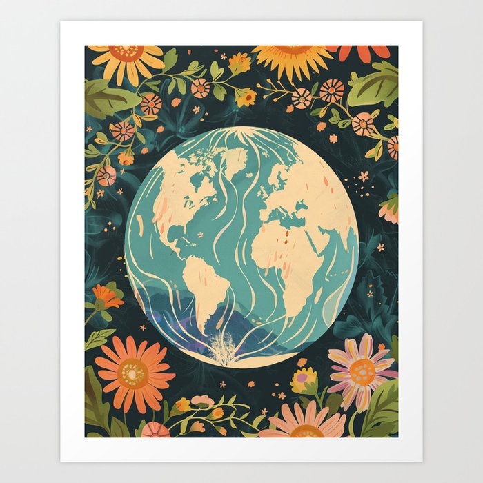 New Earth : Gaia, Flower and Universe Art Print