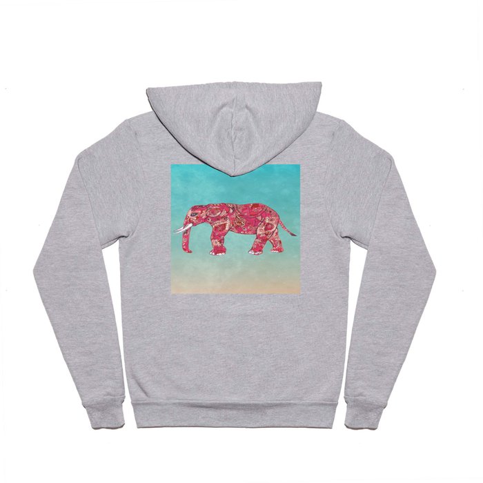 Whimsical Colorful Elephant Tribal Floral Paisley Hoody