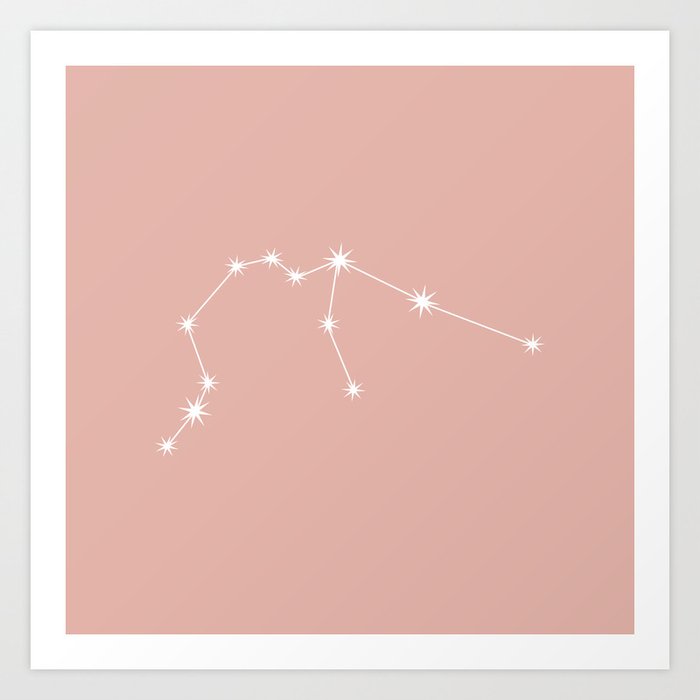 AQUARIUS Pastel Pink - Zodiac Astrology Star Constellation Art Print