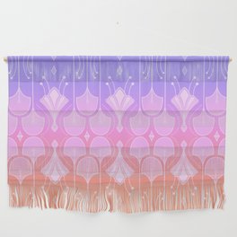 Art Deco Botanical Leaf Shapes Lavender Peach Ombre Gradient Wall Hanging