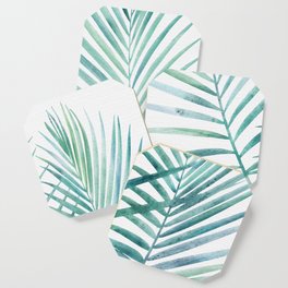 Twin Palm Fronds - Teal Coaster