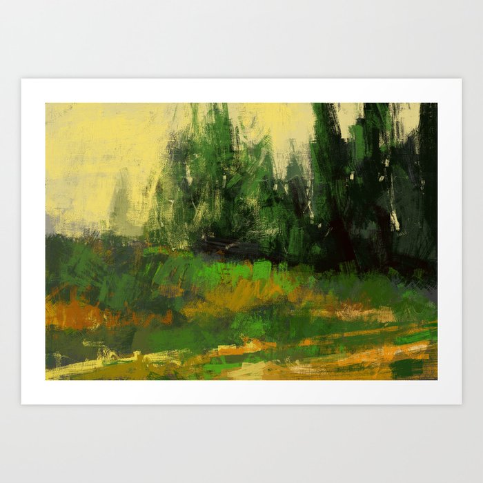 Nature Landscape Texture Forest Grass Sky Sunset Illustration