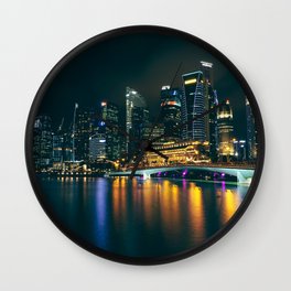Singapore At Night Wall Clock