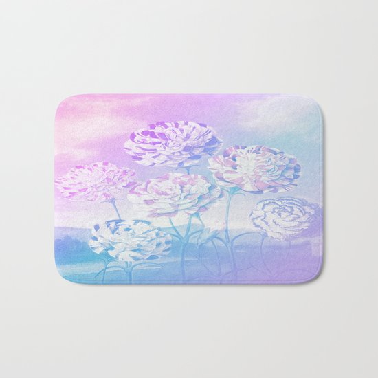 Colorful Pastel Flowers Bath Mat