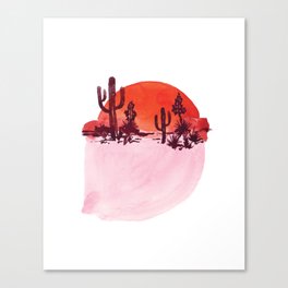 Abstract Saguaro Watercolor Canvas Print