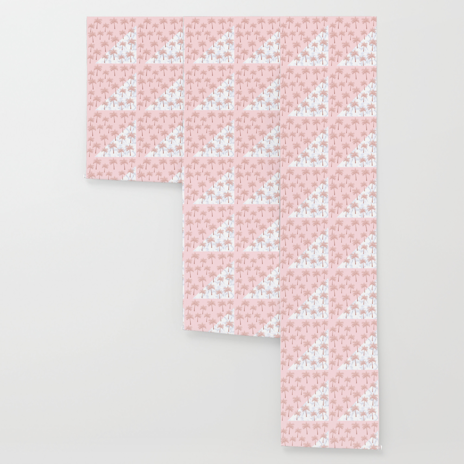 Elegant Rose Gold Glitter Palm Pattern White Marble Pink