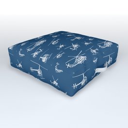 Helicopters on Navy Outdoor Floor Cushion