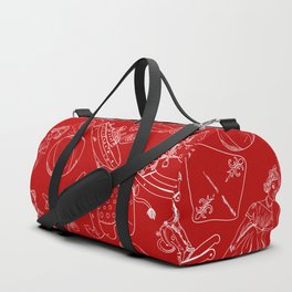 Red and White Toys Outline Pattern Duffle Bag