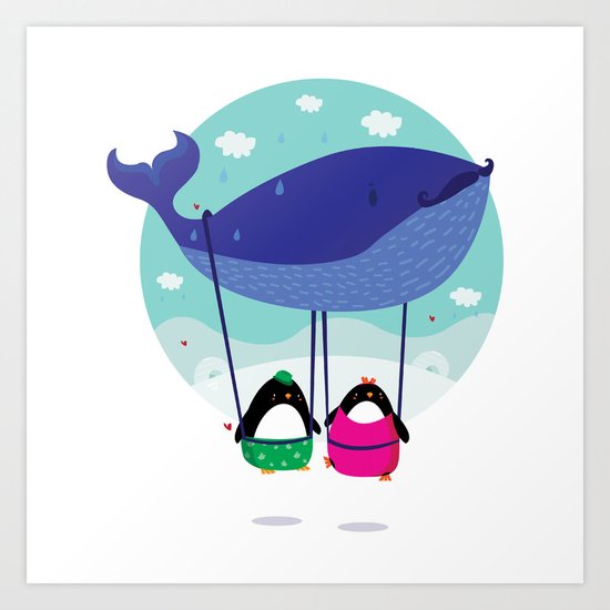 Whale ride Art Print