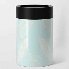 White Feather on Aquamarine Blue Can Cooler