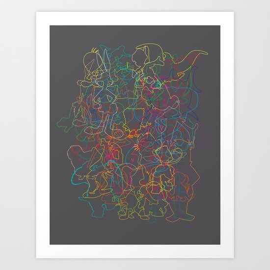 50 Animated Characters Art Print