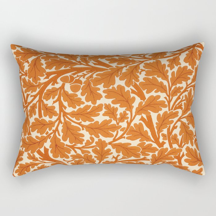 William Morris Oak Leaves, Rust Orange & Cream Rectangular Pillow