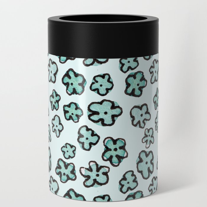 Tiny Blue Flowers, Girly Pattern Can Cooler