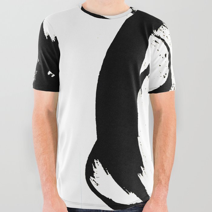 Brushstroke 7: a minimal, abstract, black and white piece All Over Graphic Tee