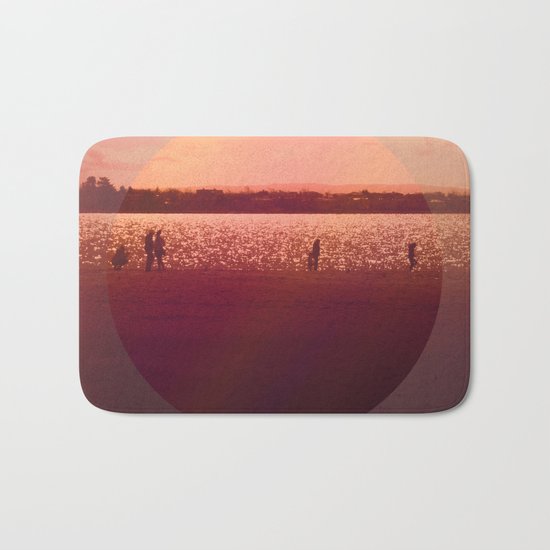 Vintage Coral Sunset, Winter Beach Bath Mat