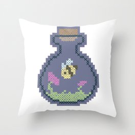 Bee in a Bottle Throw Pillow
