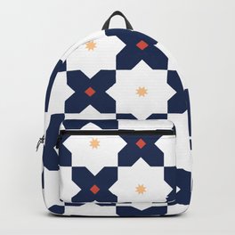 Blue & Yellow Bold Geometric Pattern Backpack