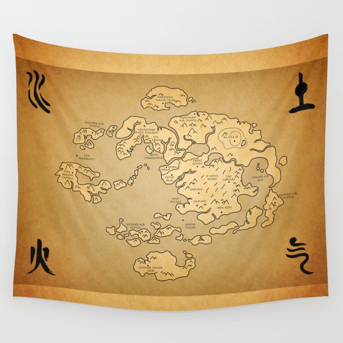 Avatar Last Airbender Map Wall Tapestry