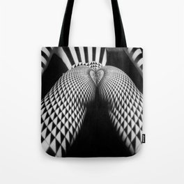 0364-JAL Nude Geometric Erotica Black & White Naked Woman Behind Below Bum Butt Ass Tote Bag