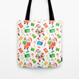 Cute Cartoon Christmas Santa Claus Seamless Pattern 03 Tote Bag