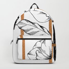 Magnolia by Akbaly Backpack | Illustration, Lineart, Classy, Flowers, Abstract, Magnoliaflower, Minimalistic, Blackandwhite, Botanical, Goldenframe 