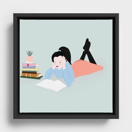Girl Reader Framed Canvas