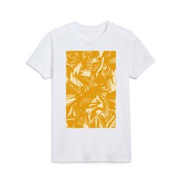 Golden Yellow Abstract Brush Texture Pattern Kids T Shirt