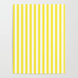 Yellow and White Cabana Stripe Pattern Poster