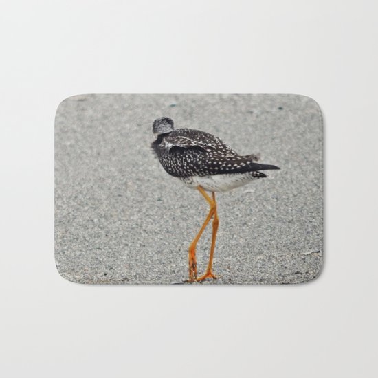Greater Yellowlegs Walks Away Bath Mat