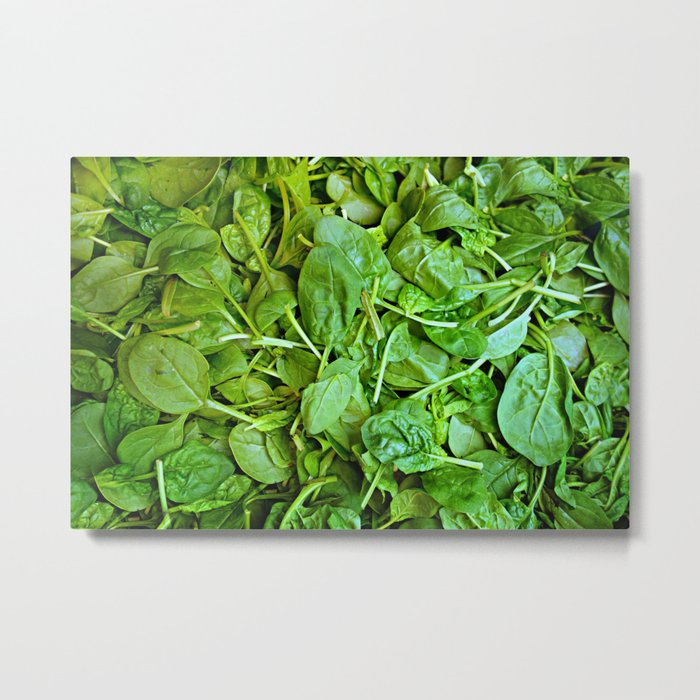 Fresh green spinach salad pattern Metal Print